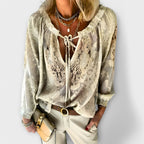 Anouk | Women's Embroidered Blouse | V-Neck, Long Sleeve | Flowy Fit