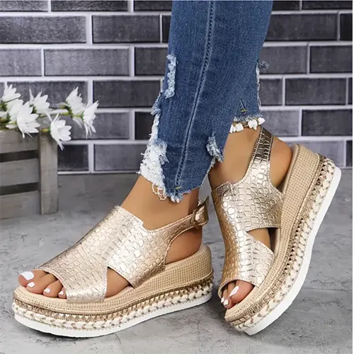 Women Platform Sandals Open Toe Adjustable Straps