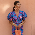 Summer Dress Women Lightweight Spring V Neck Puff Sleeve