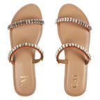 Orthopedic Sandals Women | Flat Two Strap Embellished Open Toe Slip On