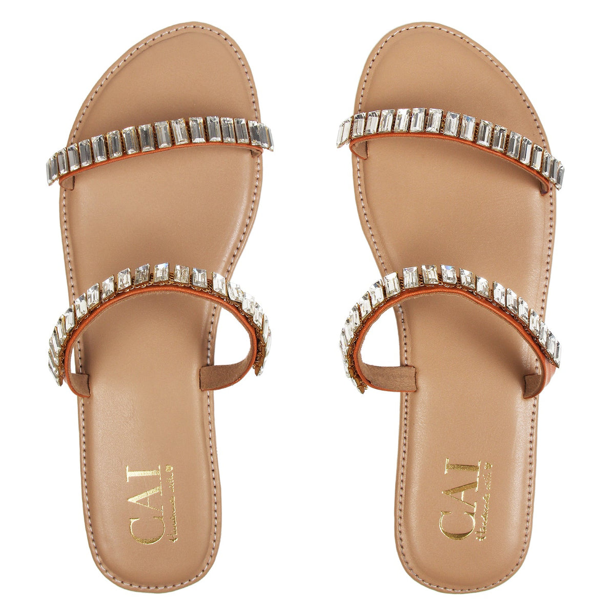Orthopedic Sandals Women | Flat Two Strap Embellished Open Toe Slip On