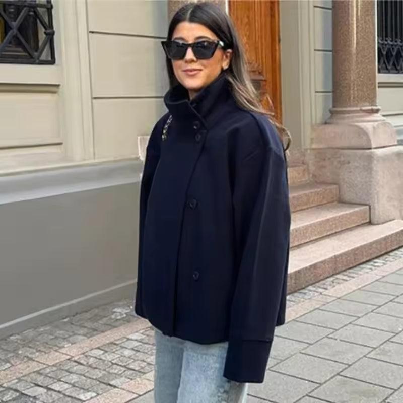 Juno | Women's Short Coat | Double-Breasted, Classic Fit | Black, Navy, Beige, Grey
