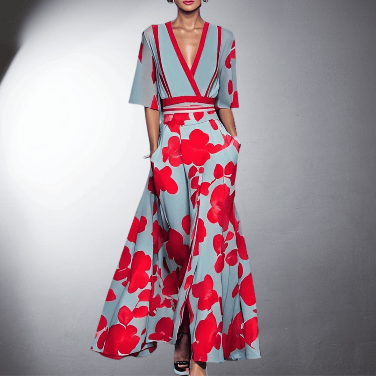 Floral dress women sleeved with feminine floral print