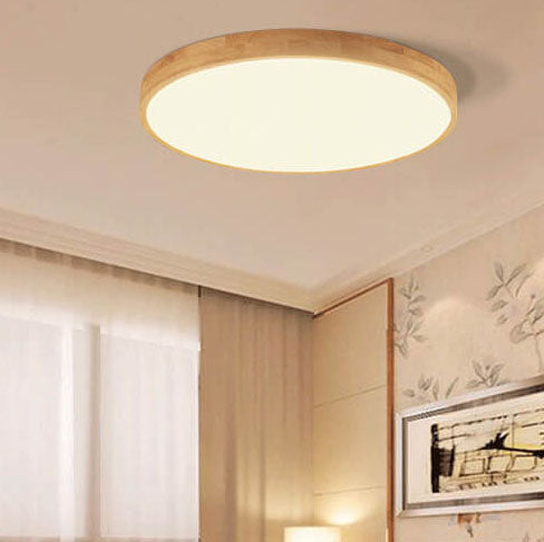 Delphine | Flush Mount Ceiling Light | Nordic Solid Wood, Round LED | 30CM