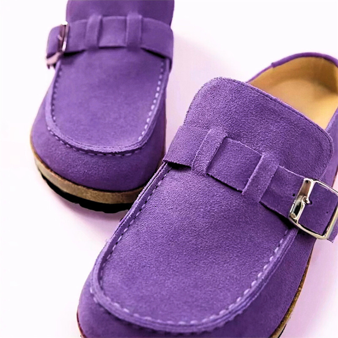 Iris | Suede Comfort Sandals | Women's Retro Style | Adjustable Strap, Cork Footbed