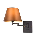 Luna | Swing Arm Wall Lamp | Plug-In, Linen Shade, Black | 1-Light