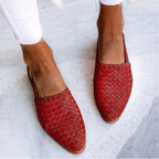 Women's Leather Sandals Handwoven Flat Open Toe Casual