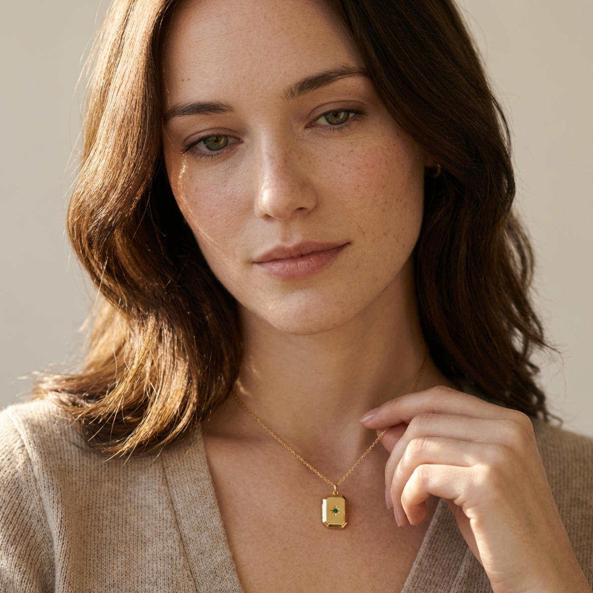 Photo Locket Necklace Birthstone Gold Silver