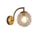 Luna | Wall Lamp | Curved Arm, Spherical Ribbed Glass Shade, 1-Light