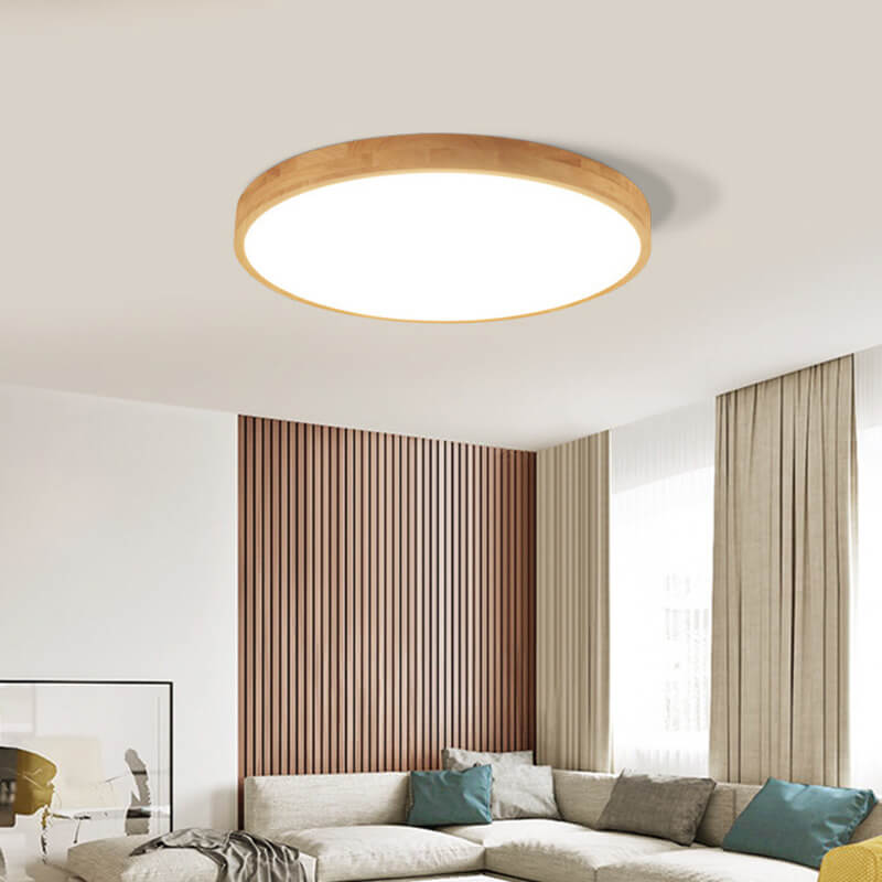 Delphine | Flush Mount Ceiling Light | Nordic Solid Wood, Round LED | 30CM