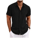 Xanthe | Men's Linen Shirt | Short Sleeve, Double Button | Lightweight Summer