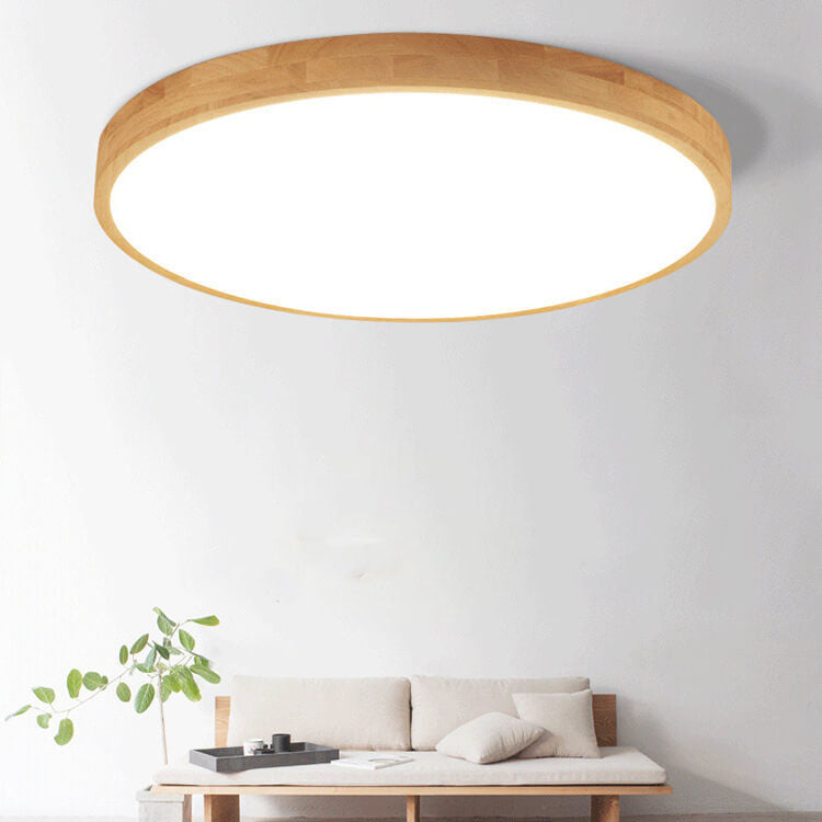 Delphine | Flush Mount Ceiling Light | Nordic Solid Wood, Round LED | 30CM