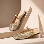 Orthopedic Mules Women Mary Jane Strap Flats Breathable Open Weave