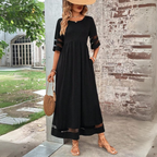 Women Midi Dress Tummy Smoothing Empire Waist
