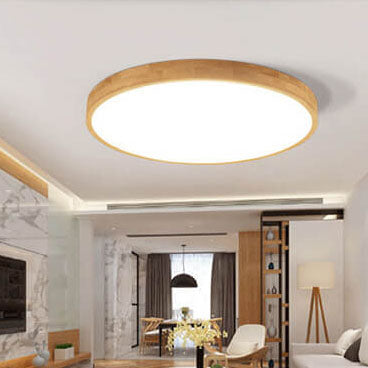 Delphine | Flush Mount Ceiling Light | Nordic Solid Wood, Round LED | 30CM