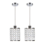 Amara | Crystal Pendant Chandelier | Nordic Minimalist, 2 Pcs | Black & Chrome