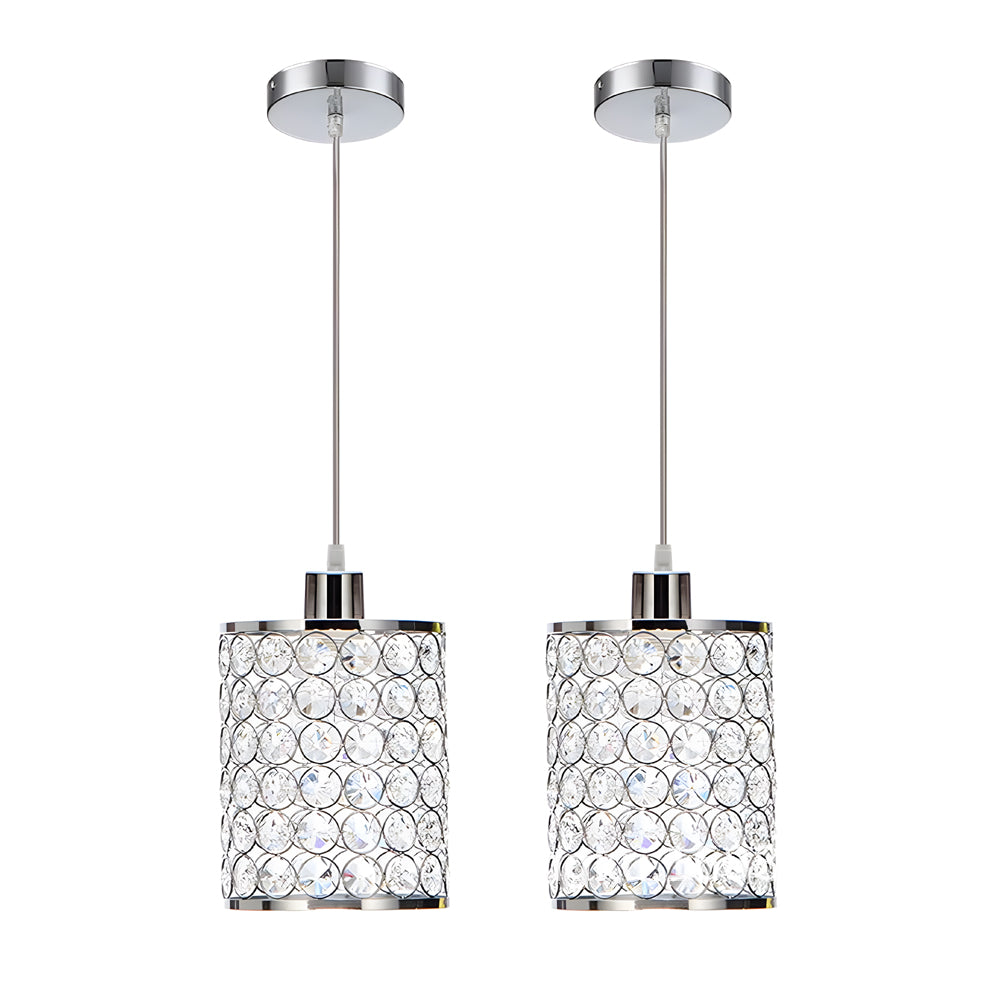 Amara | Crystal Pendant Chandelier | Nordic Minimalist, 2 Pcs | Black & Chrome