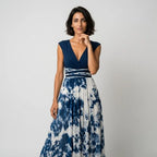 Wrap Dress Women Midi Flared Skirt Sleeveless Watercolor Print