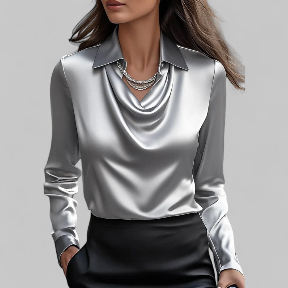 Nina | Women's Blouse | Draped Collar, Regular Fit | Business Casual