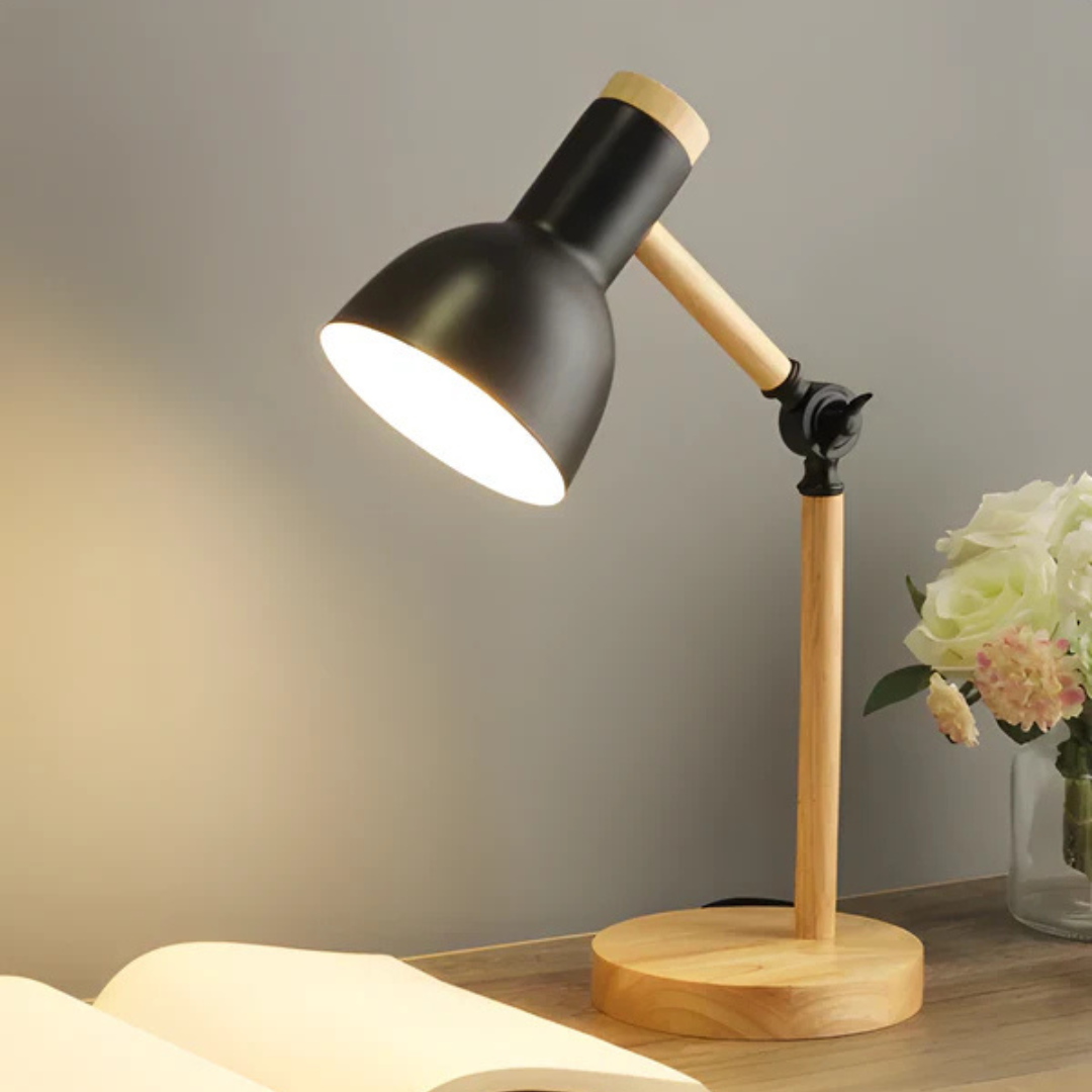 Dione | LED Table Lamp | Wood & Metal, Adjustable, E27 | 1-Light
