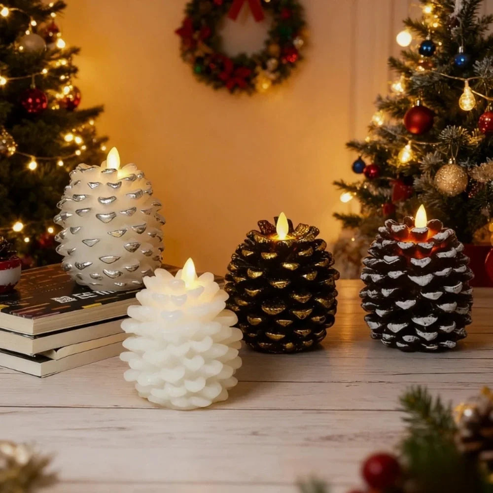 Xanthe | LED Pinecone Candles | Flameless, Remote & Timer | Warm White