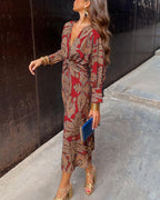Zelda | Women's Midi Dress | Formal, Blue, Green & Red