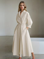 Shirt Dress Women Pleated Belt Lightweight | Quinn
