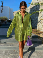 Women Sequin Oversized Blouse Glitter | Halle