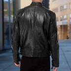 Fleur | Men's Leather Jacket | Classic Bomber, Slim Fit | Genuine Leather