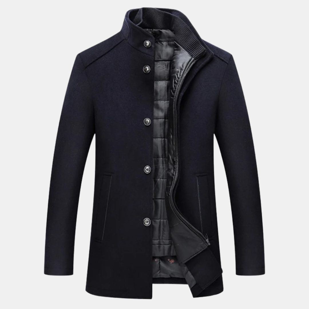 Rhea | Men's Wool Coat | Stand Collar, Quilted Lining | Autumn Winter