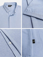 Linen Shirt Men Short Sleeve Button Down Regular Fit Cotton Blend