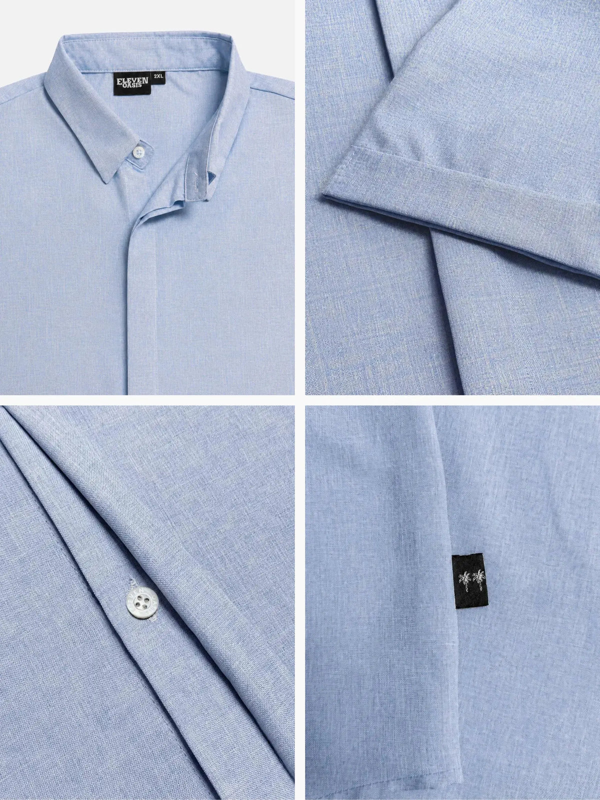 Linen Shirt Men Short Sleeve Button Down Regular Fit Cotton Blend
