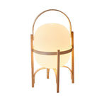 Delphine | Lantern Table Lamp | Portable, Glass Shade | Wood & Walnut