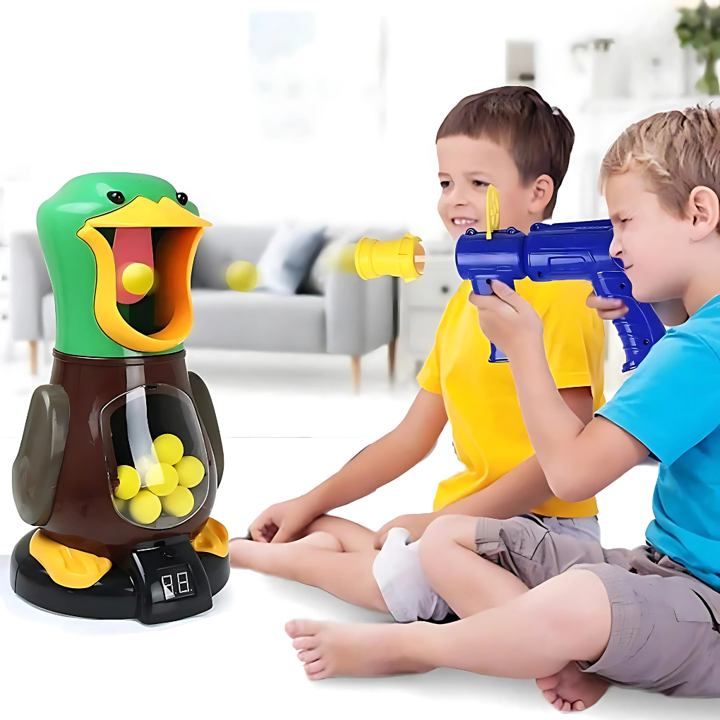 Kids Air Powered Soft Bullet Shooting Game Walking Duck Target Set