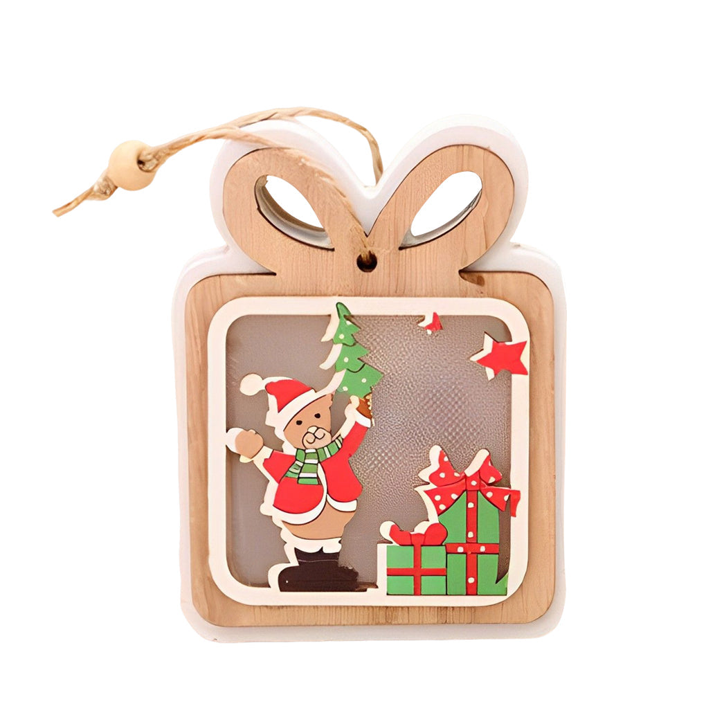 Soraya | Wooden Christmas Ornaments | Set of 2, Button Battery, Modern