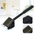 Mila | BBQ Grill Brush | 3-in-1 with Scraper & Sponge | Black