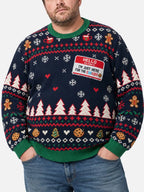 Christmas Sweater Ugly Unisex Navy Snowflake Gingerbread Pullover