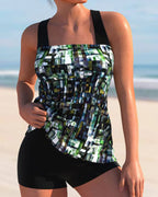 Women Tankini Set Wide Straps Sporty Shorts