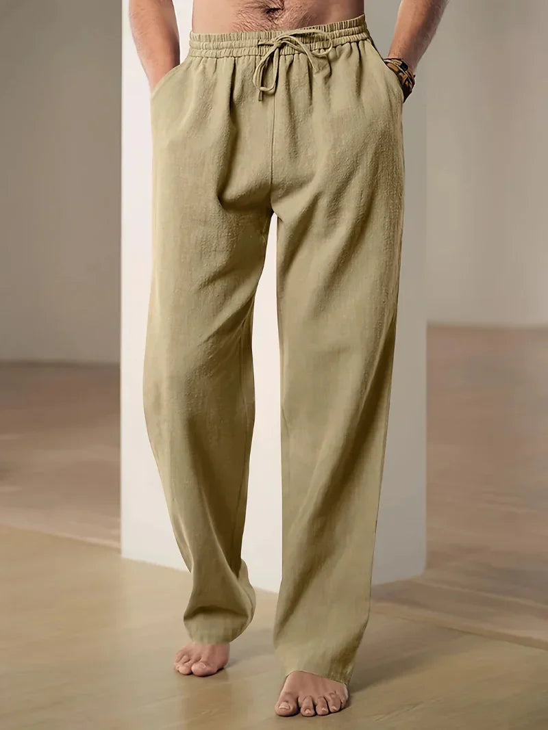 Sage | Men's Casual Trousers | Elastic Waist, Drawstring | Straight Fit