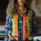 Wren | Women's Cotton Blouse | Vintage Print, Long Sleeve | Summer