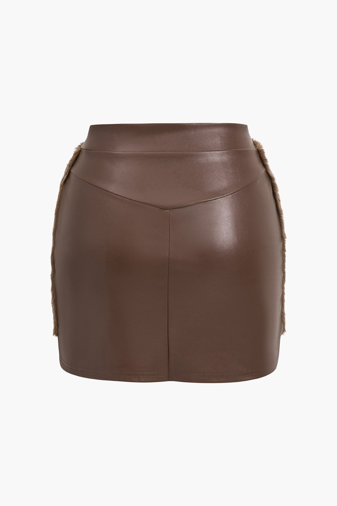 Xanthe | Faux Leather Co-ord Set | Women's Top & Mini Skirt | Faux Fur Trim