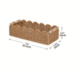 Rhea | Storage Basket | Boho Woven, Fan Edge | Natural Fibre, Rectangular