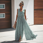 Giselle | Maxi Dress | Floral Print, Sleeveless, High Slit | Summer