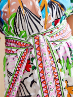 Galia | Midi Dress | Tropical Print, Lapel Neckline, Summer