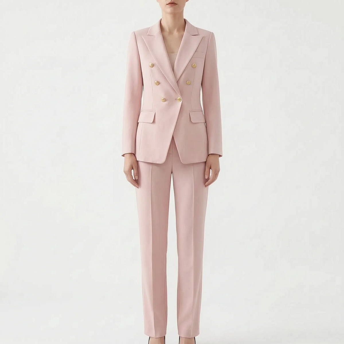Women 2 piece suit blazer and pants set tailored double button closure
