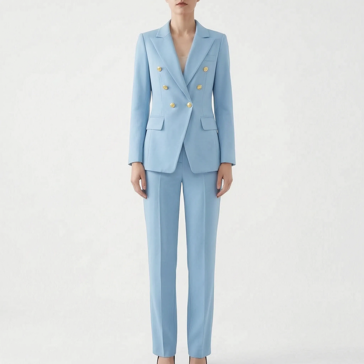 Women 2 piece suit blazer and pants set tailored double button closure
