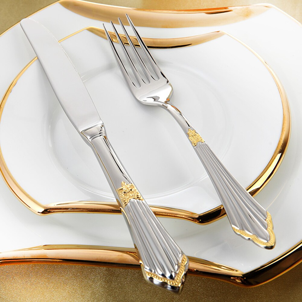 Jade | Cutlery Set | Gold Finish, Stainless Steel | 24 or 48 Piece