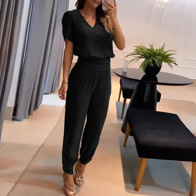 Women 2 Piece Floral Top and Pants Set breathable casual matching outfit