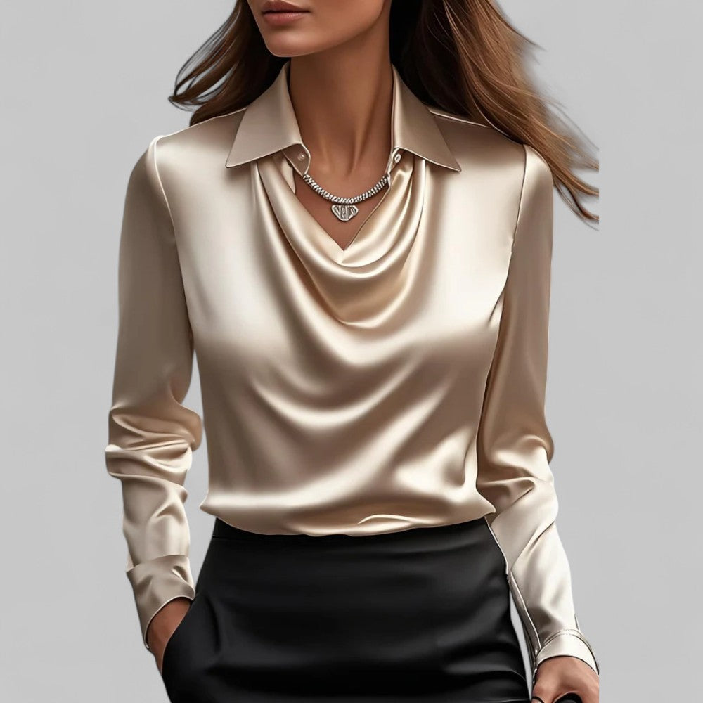 Nina | Women's Blouse | Draped Collar, Regular Fit | Business Casual