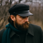 Felt Fisherman Cap Leather Brim Vintage